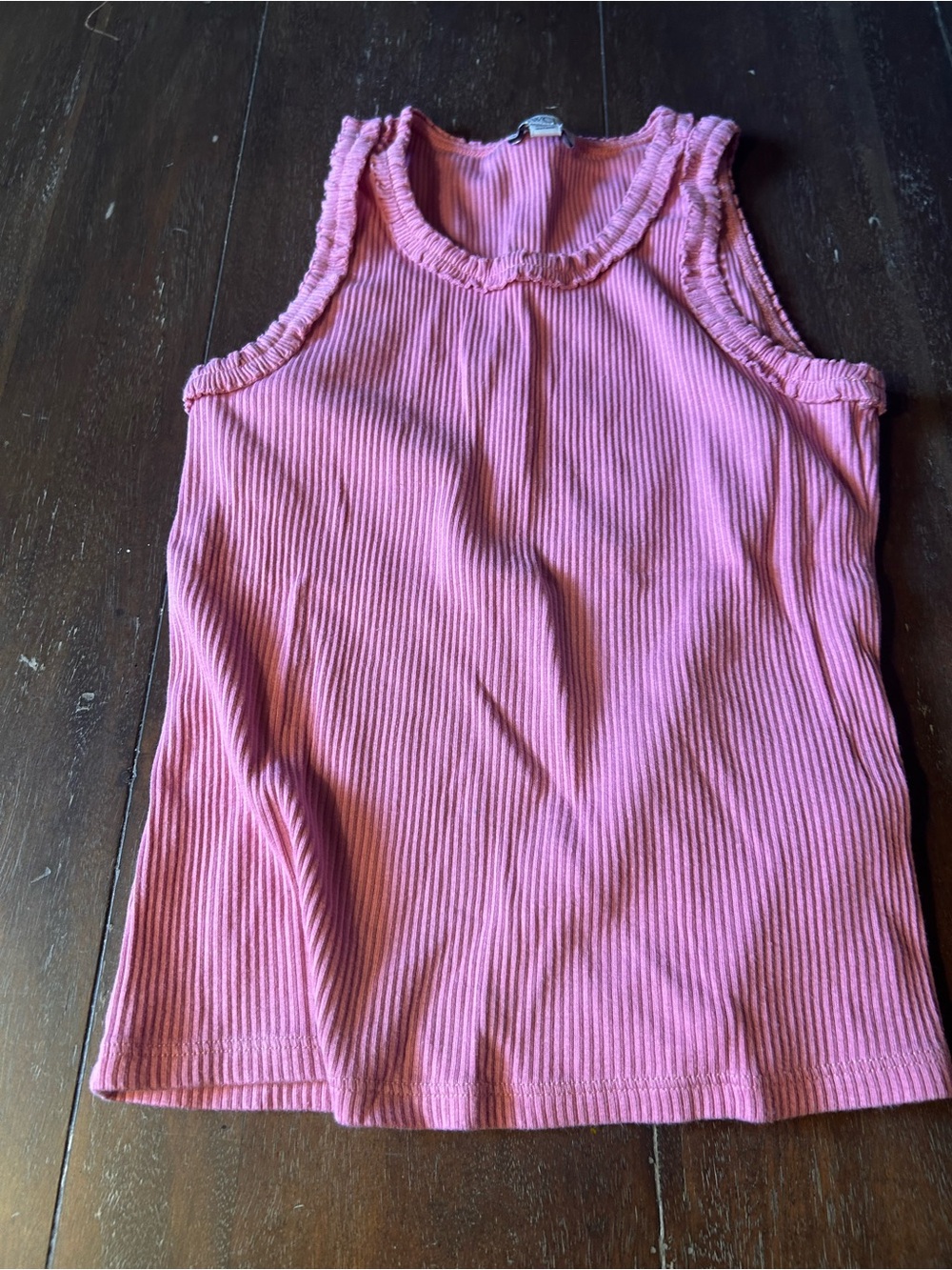 J. Crew Pink Ribbed Girls' Tank Top with Ruffle Trim